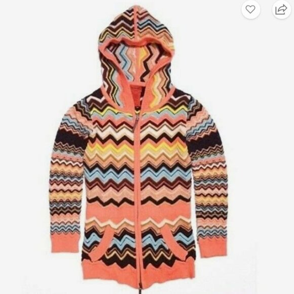 Girl’s MISSONI CHEVRON ZIG ZAG HOODIE SWEATER JACKET ZIP UP FALL AUTUMN KNIT 3T - Picture 1 of 10